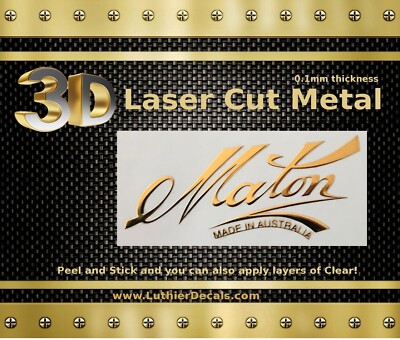 Maton Guitar Decal 3D Metal Chrome headstock Restoration decal Sticker M87b