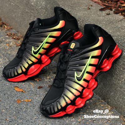Nike Shox TL Shoes Black Volt Fire Red HJ9609-001 Multi Sizes NEW 