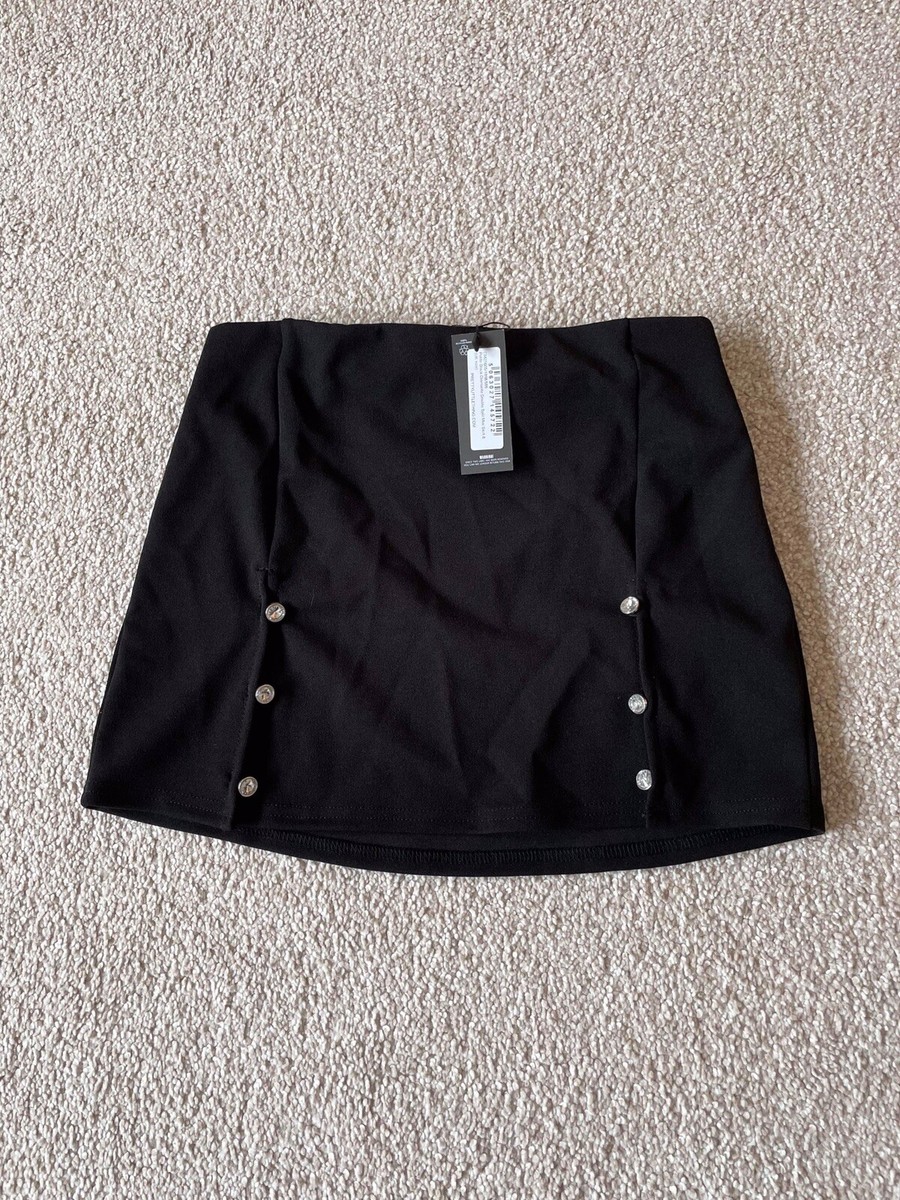 Pretty Little Thing Black Split Mini Skirt size