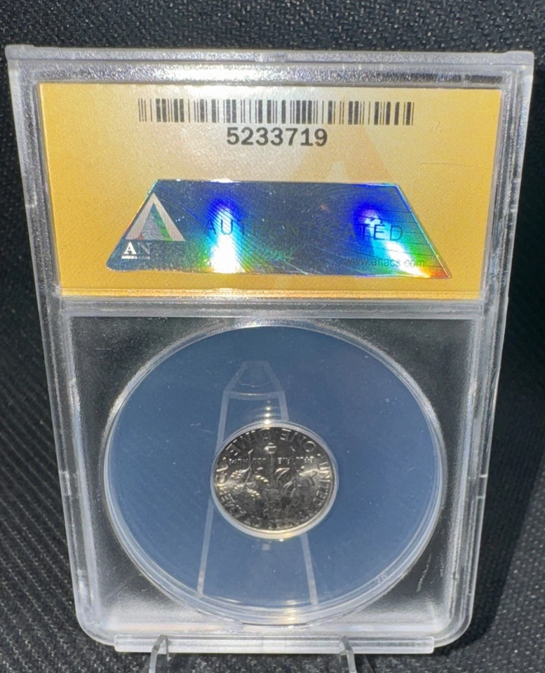 2015-P Roosevelt Dime Clashed Dies Rev Die Chip MS 64 FB ANACS Rare High Grade  - Image 3 of 4