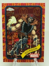 2025 Topps Chrome Marvel Gorgon #195 Iron Man Red & Gold Lazer Refractor #/100