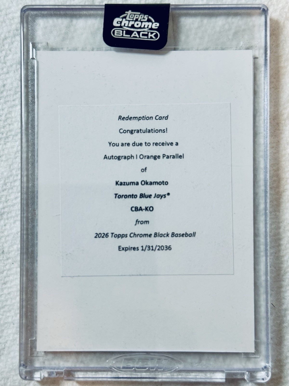 2026 Topps Chrome Black Kazuma Okamoto Orange /25 Autograph Auto Redemption
