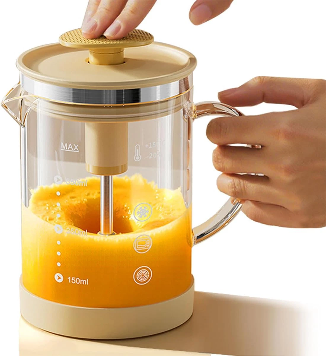 Semi-Automatic Egg Mixing Cup - 20 Oz (591Ml) Borosilicate Glass Whisker for Bak