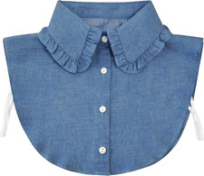 Fake Collar Detachable Dickey Blouse for Women Dickies Half Shirts, Ruffled Faux