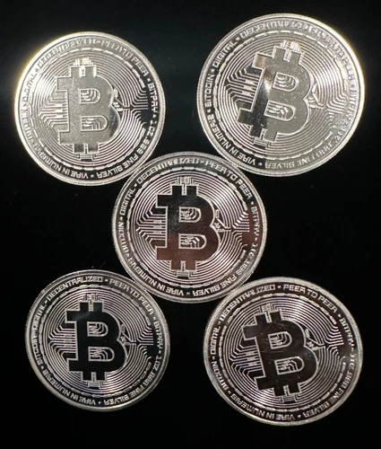 5X Bitcoin 1 oz .999 Fine Silver Round BU Crypto Commemorative BlockChain INSTOC