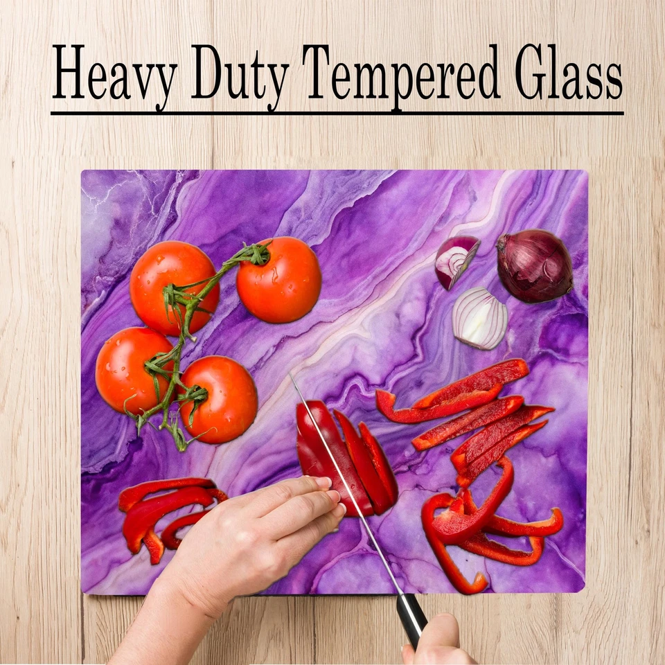 Tabla de cortar de vidrio de cocina de mármol púrpura océano decorativo regalo grani mármol... Foto 4 de 4