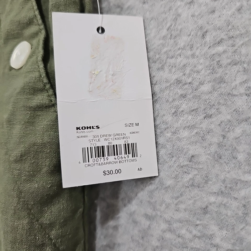 Pantalones Cortos Croft And Barrow Mezcla de Lino Tiro Medio Bermudas Rectas Talla M Verde Drew Foto 2 de 4