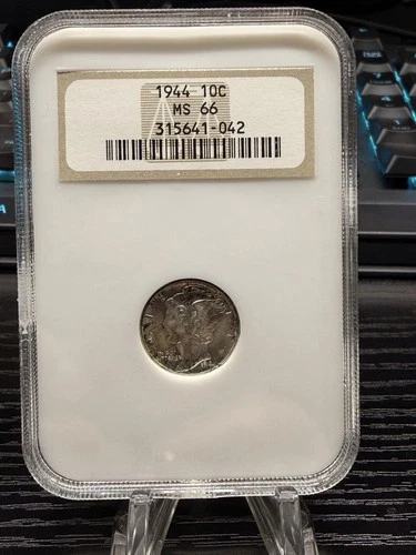 1944 P Mercury Silver Dime 10c NGC Old Fatty Holder MS66 Beautiful Luster Slab