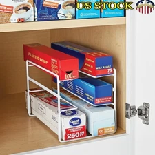 3-Tier Metal Wire Stand Foils Cling Wraps Bags Kitchen Organizer Storage New