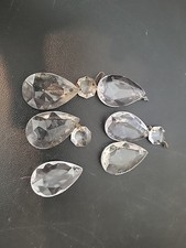 Vintage Clear Crystal Chandelier Replacement Pieces Faceted Glass - Lot Of 6