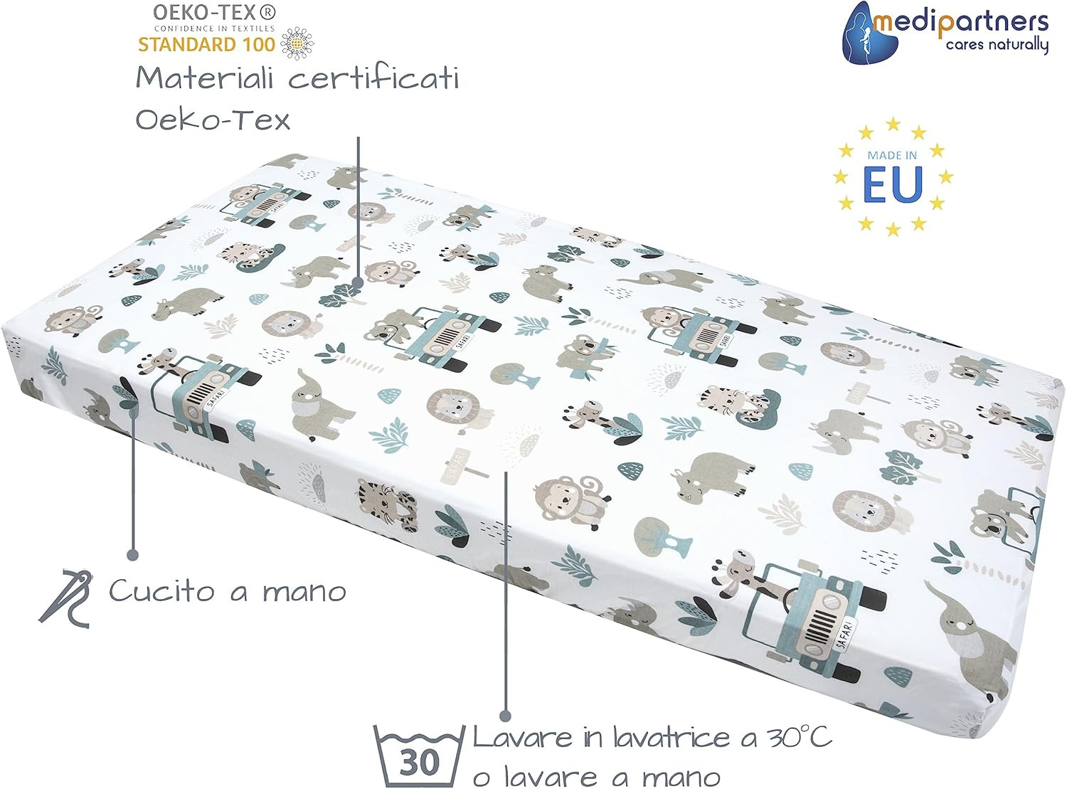 Lenzuola Lettino Set 3 Neonato 60X120-100% Cotone Lenzuolo Con Angoli Culla Copr foto 3