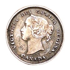 Nice Details 1893 Canada 5 Cents F/VF Dark Patina .925 Silver Coin