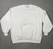 Jerzees Sweatshirt Mens 3XL White Crewneck Pullover Made USA Blank Fleece Big