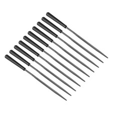 10Pcs Second Cut Steel Triangular Needle File with Plastic Handle, 3mm x 140mm