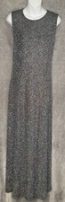 Vintage Ronni Nicole By Ouida Black Silver Glitter Maxi Womens Size 12 Dress 