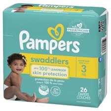 Pampers Swaddler 360 Disposable Baby Diapers Size 3, 124ct Stretch Waistband