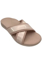 Vionic Women's Merced Cross Strap Slide Orthotic Sandals Peony Pink