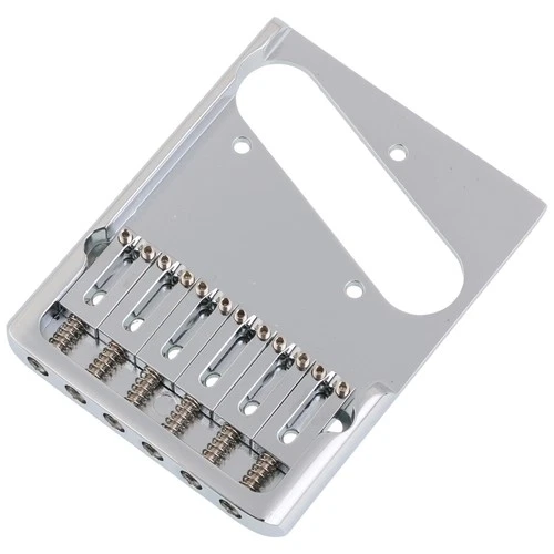 6-Saddle Telecaster Bridge Solid Brass Asymmetric Bridge for Tele Guitar Chrome
