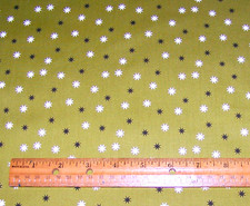 1 yd MODA Hey Boo WHITE BLACK STARS on WITCHY GREEN 100 Cotton Fabric HALLOWEEN