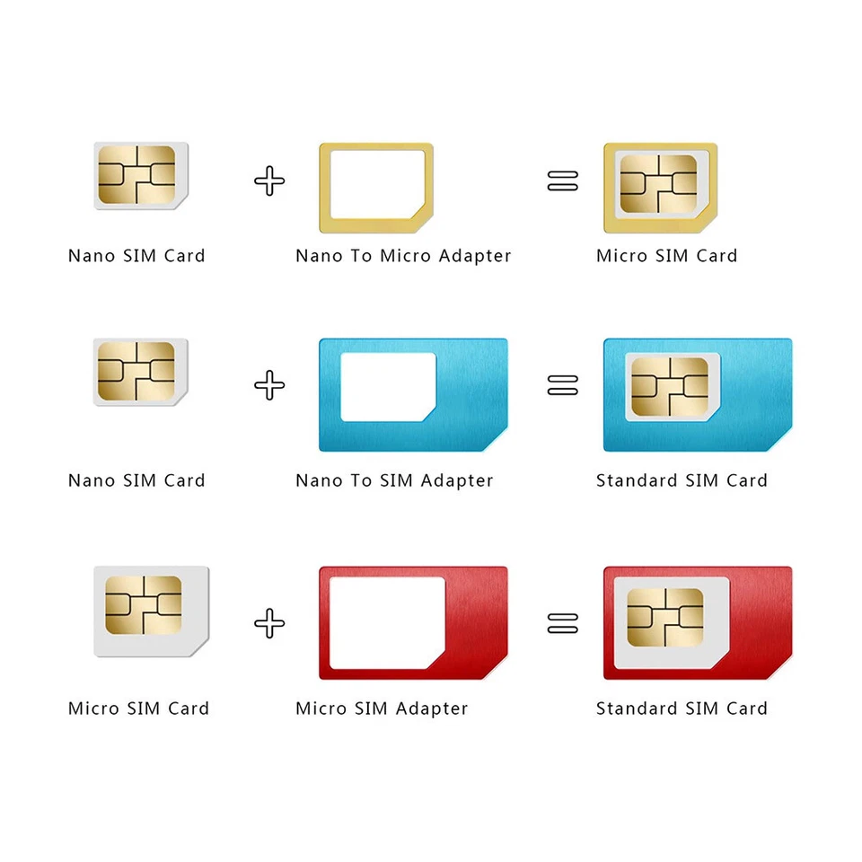 Adaptador de Tarjeta SIM 5-en-1 Nano y Micro SIM Tarjeta Chip Adaptador Kit Aguja Convertidora Foto 3 de 4