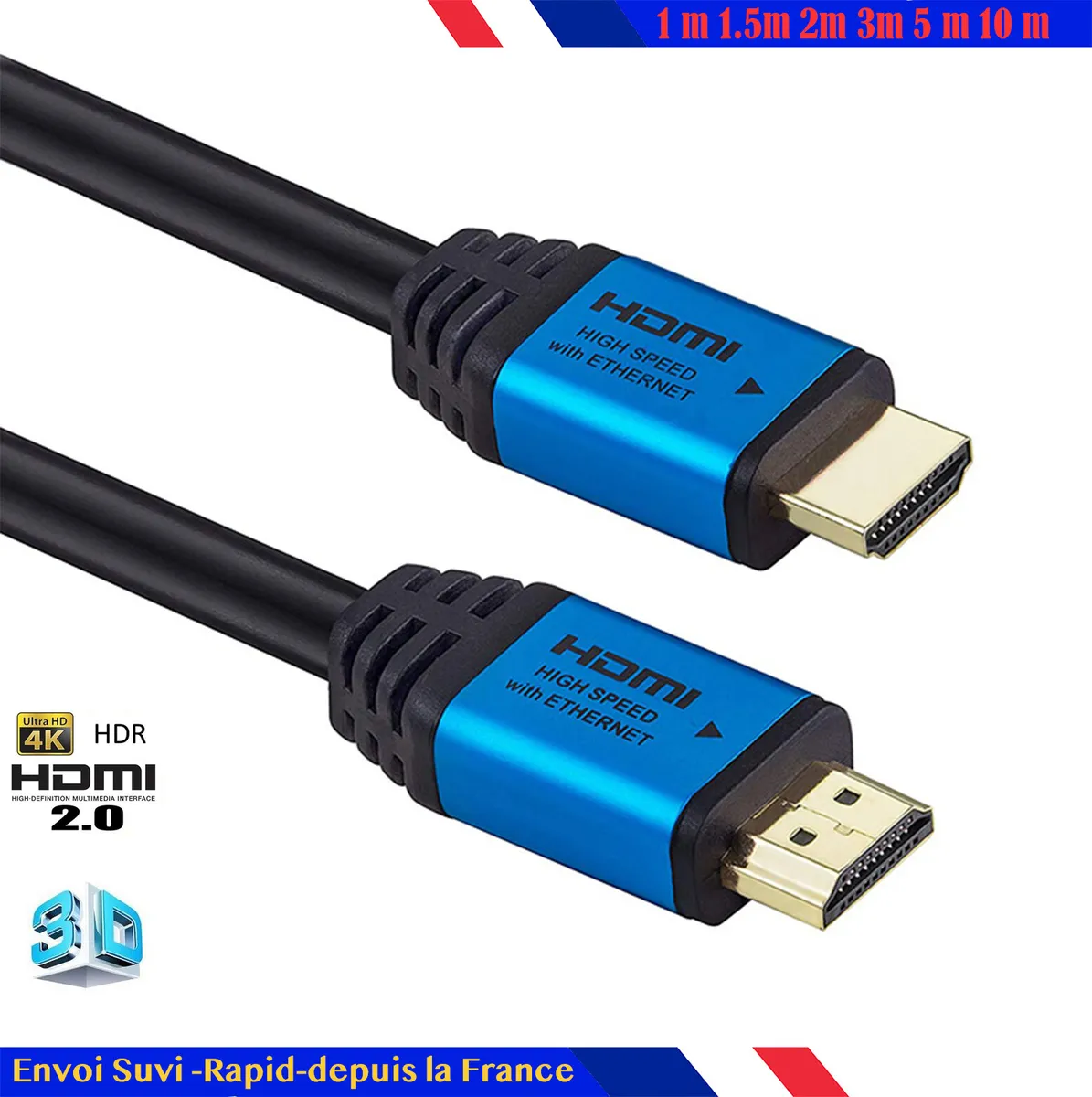 Câble hdmi 4k 12m cable hdmi 2.0 haute vitesse 4k60hz hdr arc