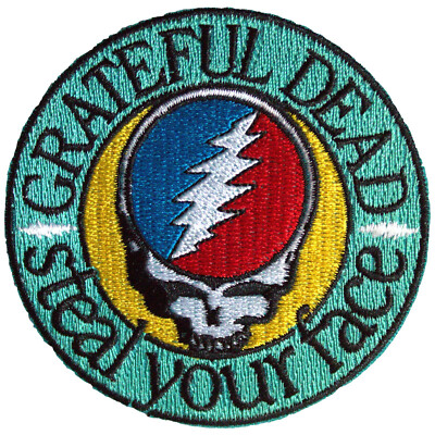 GRATEFUL DEAD Iron On Patch: STEAL YOUR FACE TEXT: skull Official Merch gift £pb