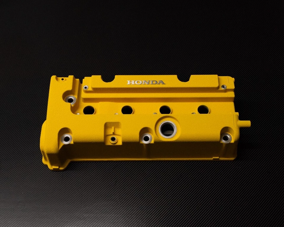 Honda K24 K20 Serie K Tipo R Civic RSX Cubierta de Válvula Recubrimiento en Polvo ARRUGAS AMARILLO Foto 2 de 4