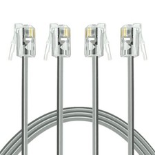 2Pack Phone Line Cord 15ft RJ11 6P4C Male to Male Landline Phone/Fax Use