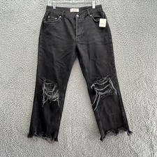 We The Free Jeans Womens 28 Black Distressed Button Up New 78