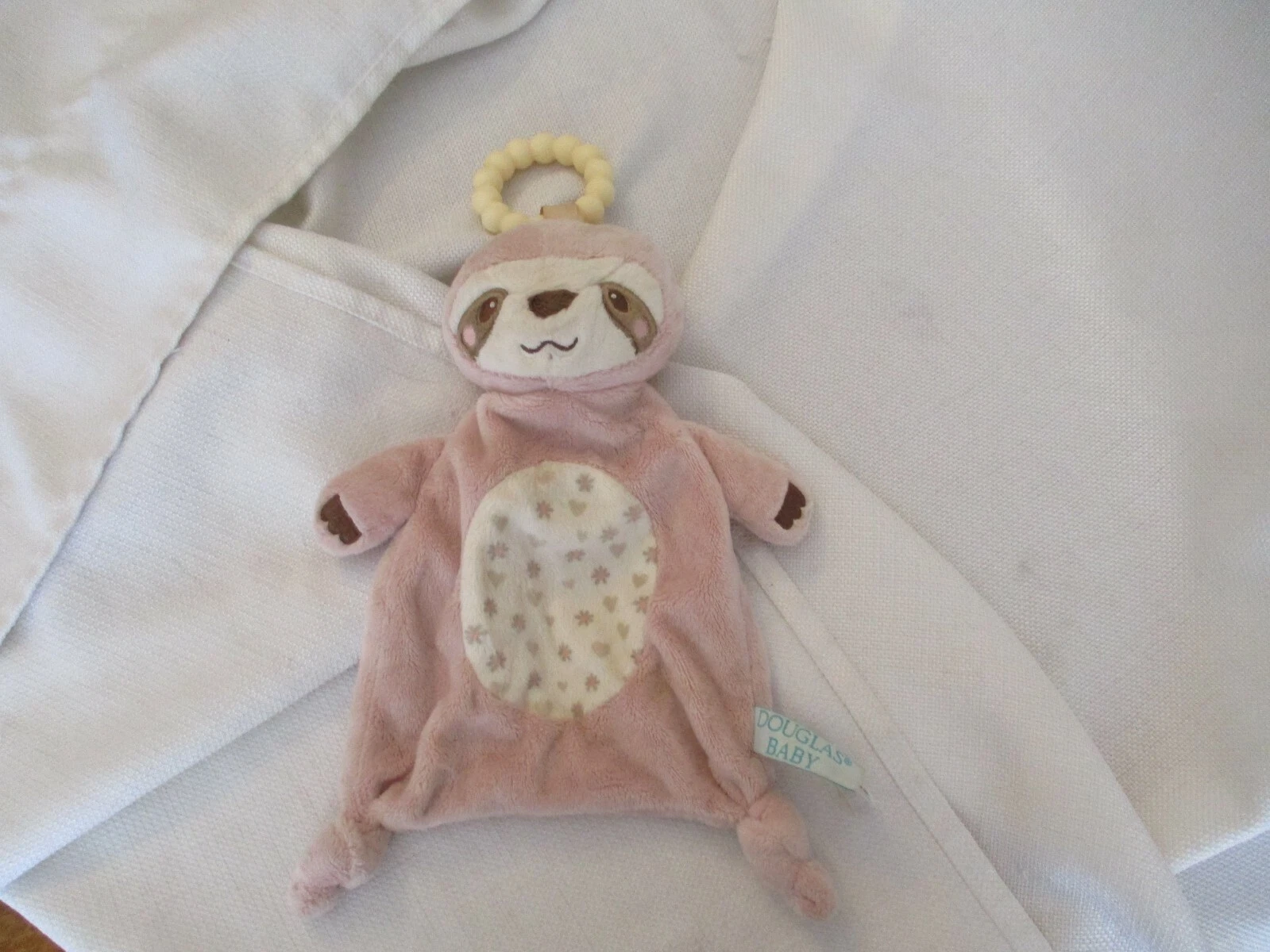 Douglas Baby STANLEY SLOTH Plush TEETHER Ring Security Blanket 10" hearts flower