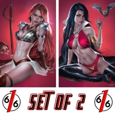 🔥🦇 VAMPIRELLA & RED SONJA JOSH BURNS 616 Virgin Variant B Set Of 2 LTD 500