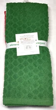 ELEMENT KITCHEN TOWELS (4) RED GREEN WHITE DIAMOND 100% COTTON 18 X 28 NWT