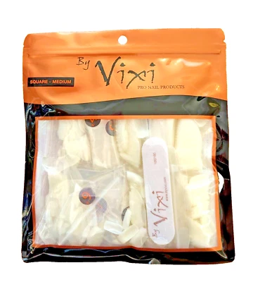 By Vixi Square Medium Opaque Nails And Nail File 600 Pcs