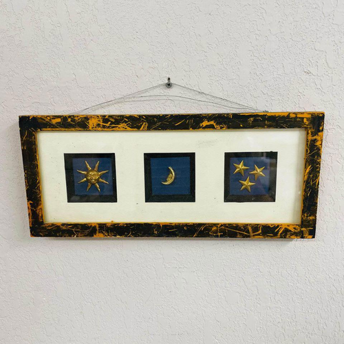 Framed Sun Moon & Stars Wall Hanging Art Home Decor Zodiac Astrology 15” By 6.5” eBay