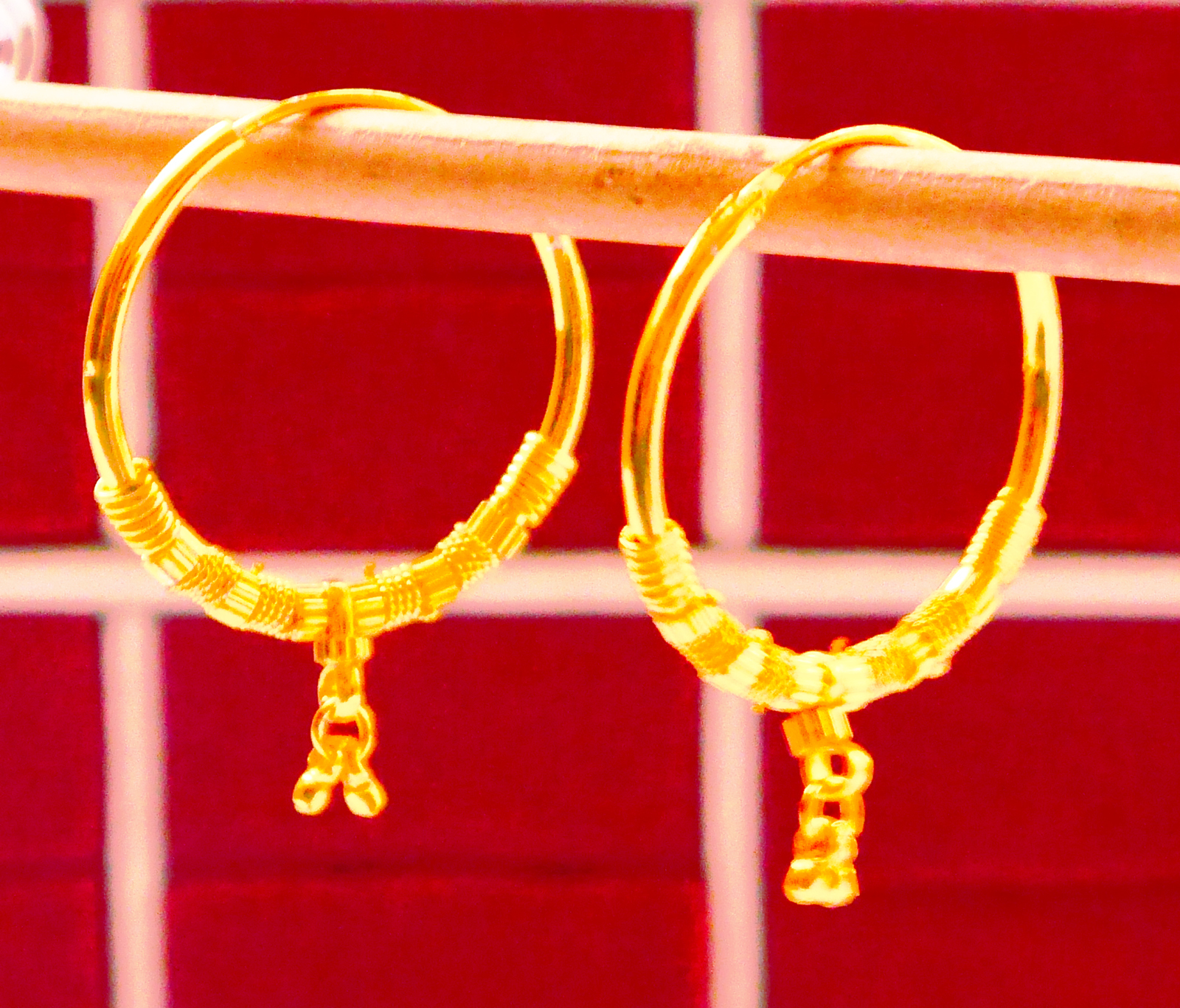 22 ct gold plated Hoop Earring Indian Asian ethnic DESIGNER Fashion