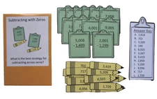 Teacher Made Math Learning Center Resource Game Subtracting with Zeros