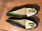 Women's Coach Leather Navy/Bright Citrine Tassel Loafer Espadrilles Size 7 — photo 5