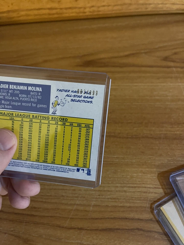 2019 Topps Heritage Chrome Refractors #THC-439 Yadier Molina NM-MT /999 - Image 3 of 3