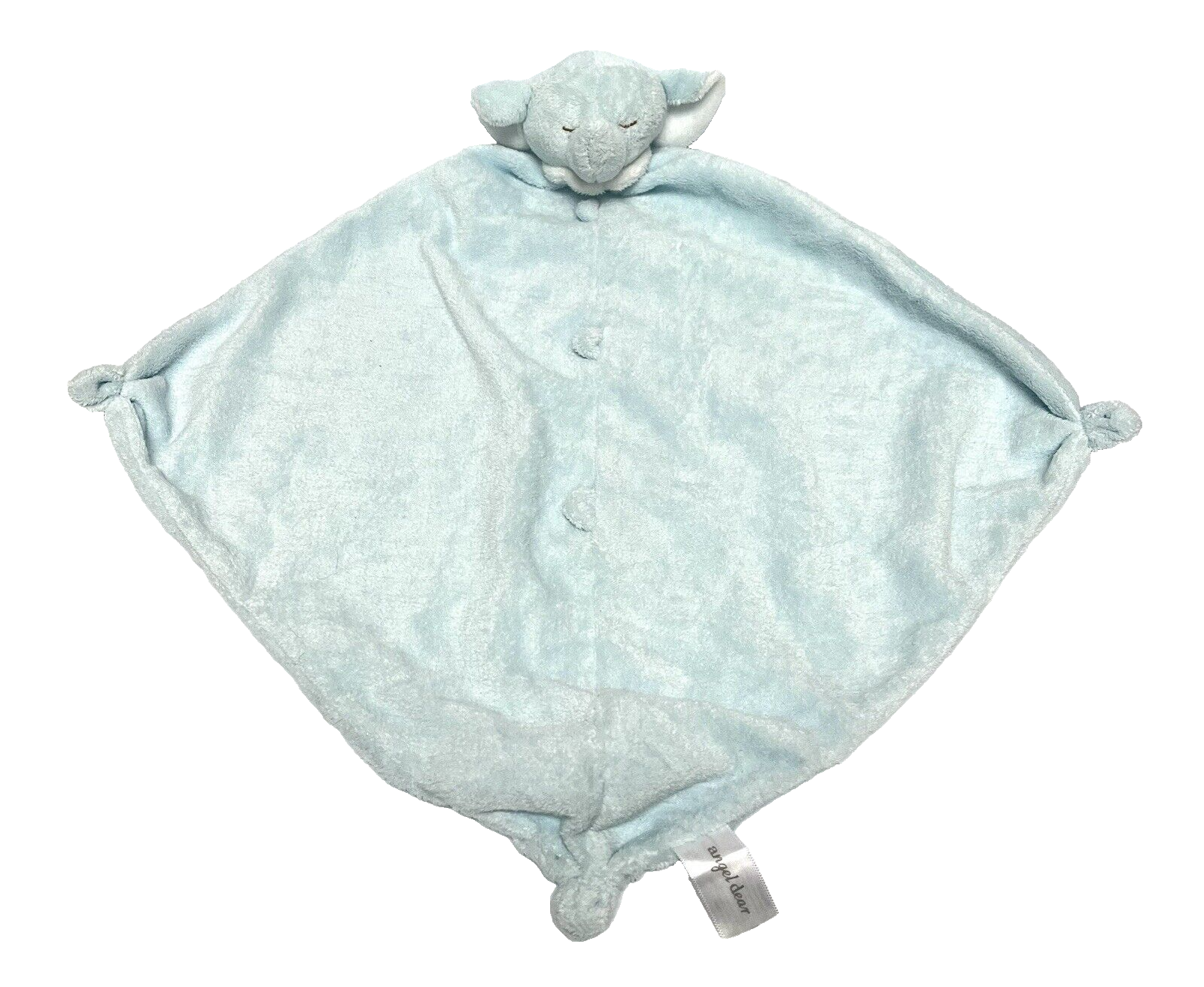 Angel Dear Blue Elephant Lovey Security Blanket Knotted Corners Plush Baby 13