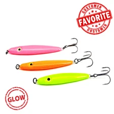 Agitator Jig - Jigging Spoon with Trokar Hooks & Super Glow Powder Paint