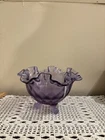 Vintage Fenton Wisteria Purple Threaded Diamond Optic Tri-Footed Vase Perfect