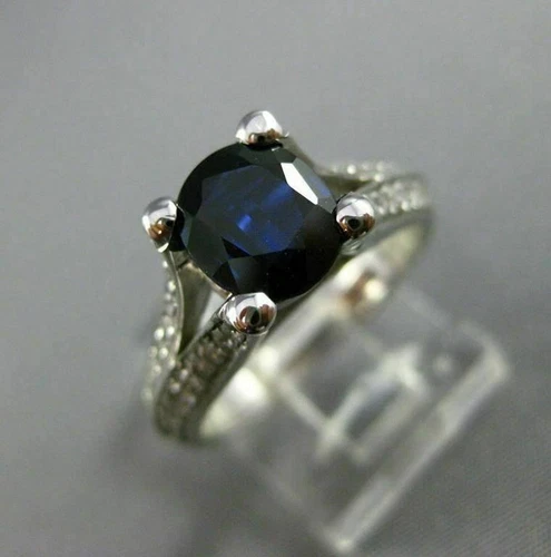 ESTATE 1.98CT DIAMOND & KASHMIR SAPPHIRE 14K WHITE GOLD ENGAGEMENT RING #23797