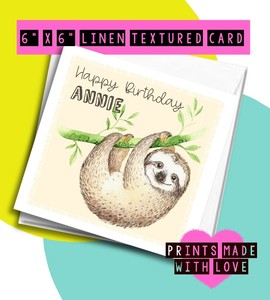 Cartone Animato Carino Bradipo Buon Compleanno Felice Vettore Premium