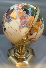 Vintage Mother Of Pearl Gem Semi Precious Stone Globe World Map 28” Diameter