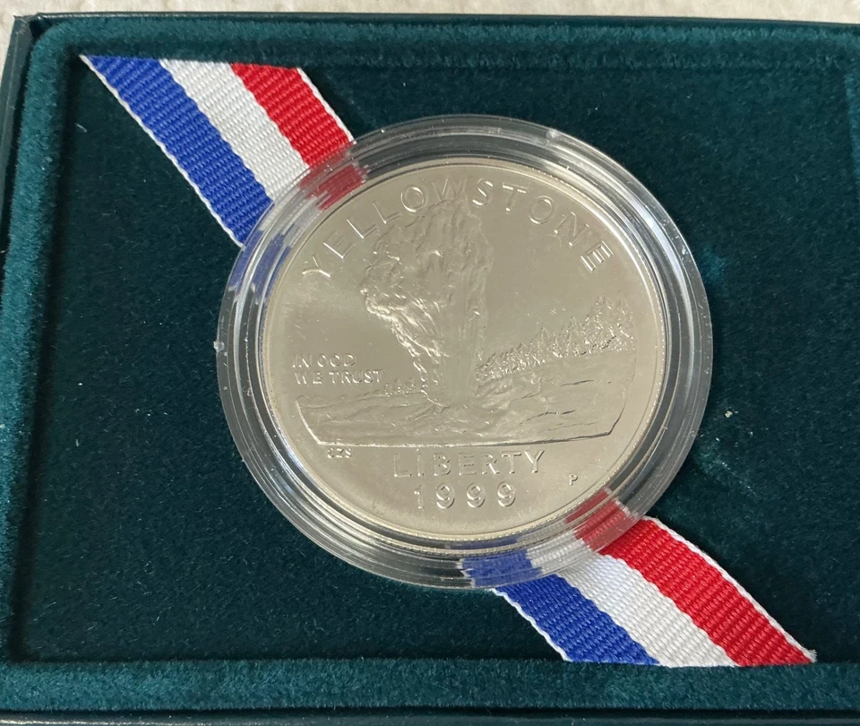 1999 Yellowstone National Park Uncirculated 90% Silver Dollar w/ OGP & COA - Image 2 of 2