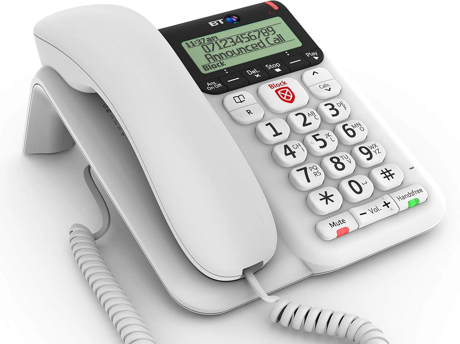 BT Decor 2600 Corded Telephone Handset nuisance call blocker NEW
