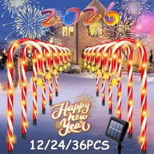 12/24/36  Outdoor Solar Christmas Candy Cane Pathway Lights Outdoor Garden Lamp