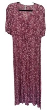 Kleid Maxikleid Blumenkleid Stufenkleid Crinclekleid rosa brombeer 40 ( 38 42 )