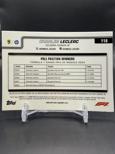 2025 Topps Chrome F1 75 Charles Leclerc Black White Raywave SP Refractor #118 - Bild 2 von 2
