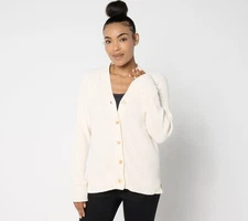 Belle by Kim Gravel Women's Top Sweater Sz S Chenille Shaker Knit White A677599